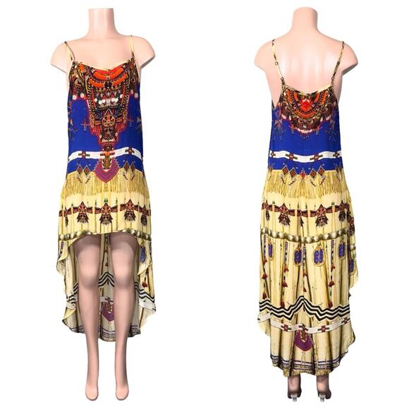 SHAHIDA PARIDES NAVAJO YELLOW HIGH LOW SUMMER DRESSES SZ S/M $349 - Picture 2 of 7